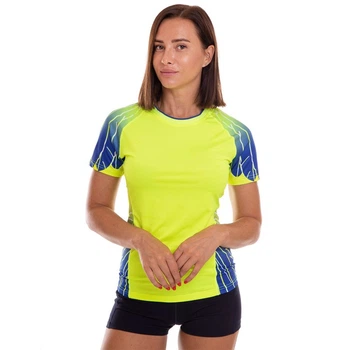 Жіноча футболка спортивна для фітнесу Zelart Sport Team 7320 розмір S (155-160см) Neon Green-Blue