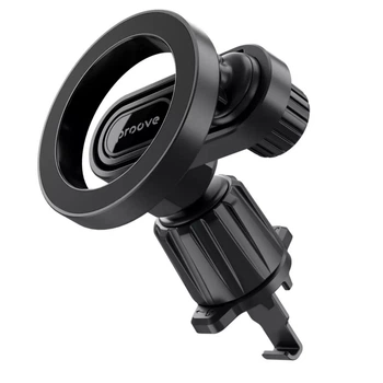 Тримач автомобільного смартфона Proove Stealth Magnetic Air Outlet Car Mount Magnetic Ring, for iPhone 12+ with Magnetic Ring, магніт, дефлектор, зачіп, чорний