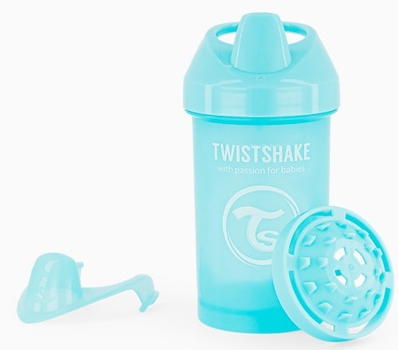 Kubek niekapek Twistshake Crawler Cup Pastel Blue 8 m + z mikserem do owoców 300 ml (7350083122742)
