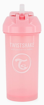 Kubek niekapek Twistshake Straw Cup Pastel Pink 12 m + ze słomką 360 ml (7350083125880)