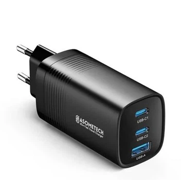 Зарядний пристрій ASOMETECH AST3P GaN на 2 USB-C + 1 USB-A, чорний (78504804)