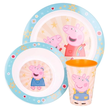 Zestaw naczyń plastikowych Euromic Kids Lunch Set Peppa Pig 3 szt (8412497412495)