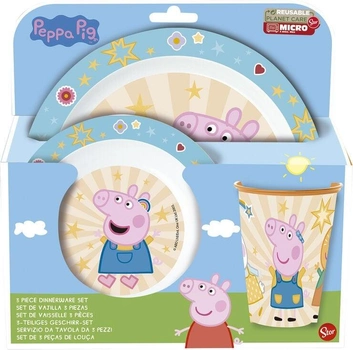 Набір пластикового посуду Euromic Kids Lunch Set Peppa Pig 3 шт (8412497412495)