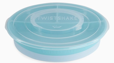 Talerz Twistshake Divided Plate 6 m + Pastel Blue z podziałką i pokrywką (7350083121707)