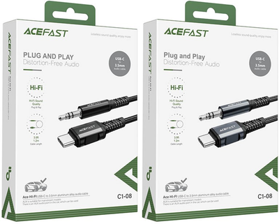 Кабель Acefast C1-08 USB-C to 3.5 мм aluminum alloy audio cable Black (AFC1-08B)