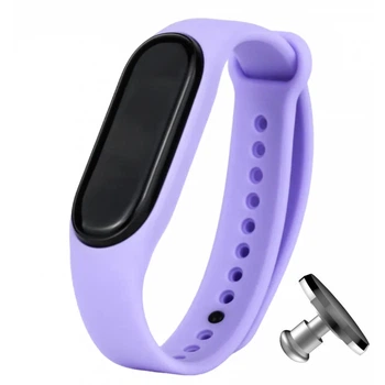Силіконовий ремінець MRK для фітнес браслета Xiaomi Mi Band 4/3 Світло-фіолетовий з металевою кнопкою (mrk18102086)