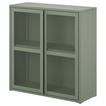 Шафа IKEA ІВАР, Двері, сіро-зелена сітка, 80x83 см, 505.312.52