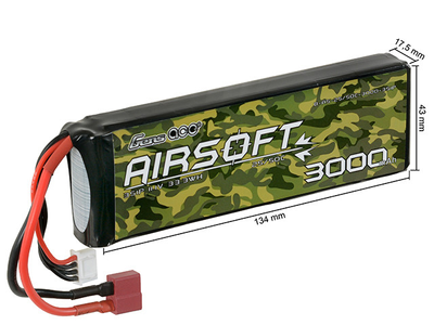 Батарея для страйкбола 25/50C 3000mAh 3S1P 11.1 V LiPo T-Plug (для страйкболу)