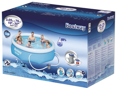 Надувний басейн Bestway Fast Set з фільтруючим насосом 305 х 76 см (6942138928815)
