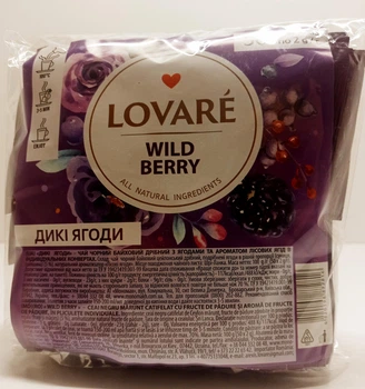 Чорний чай Lovare Wild Berry з лісовими ягодами в пакетиках 50шт по 2гр