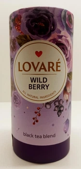 Чай черный листовой байховый Lovare Wild Berry с вишней и кусочками клубники тубус 80г