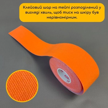 Кінезіо тейп стрічка пластир для кінезіологічного тейпування м'язів ніг спини шиї тіла 5 м х 3,8 см Kinesio tape помаранчевий АН074