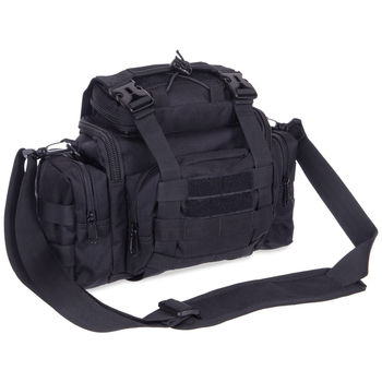 Середня тактична нейлонова сумка на пояс плече військова мисливська 23 х 22 х 8 см SILVER KNIGHT чорна АН-09