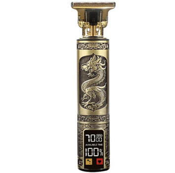 Машинка для стрижки бороды Hiena T9 Триммер с LCD экраном Metal Dragon 5 насадок 1/2/3/6/9мм
