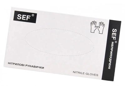 Рукавички нітрилові SEF упаковка - 50 пар. розмір M (без пудри). щільність 5 г. чорні