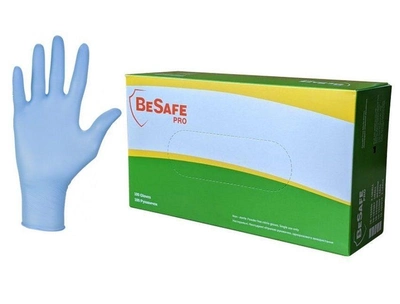 Перчатки нітрилові BeSafe упаковка – 50 пар. розмір M (без пудрі). щільність 3 г. сині
