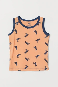 Майка бавовняна з принтом для хлопчика H&M Динозавр 0863598-003 122-128 см (6-8 years) помаранчевий