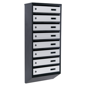 Ящик почтовый в подъезд дома многосекционный ЯП08А 8-ячеек с замками (черно-серый)