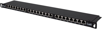 Патч-панель Intellinet 19" 0.5U Cat6 24xRJ45 для серверної шафи/стійки (I-PP 24-RS-C6BH)