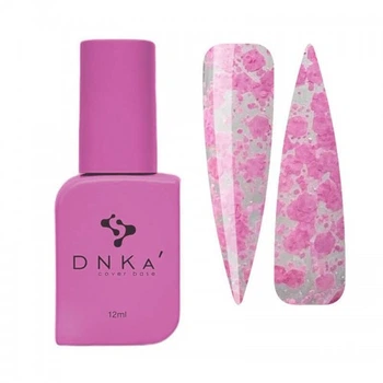 Топ для гель-лаку без липкого шару DNKa Top Sakura прозорий з рожевими багатокутниками 12 мл