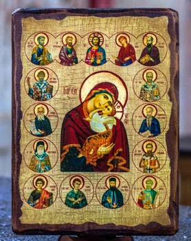 Ікона Богородиця з Предстоящими (на дереві під старовину 170*230 мм)