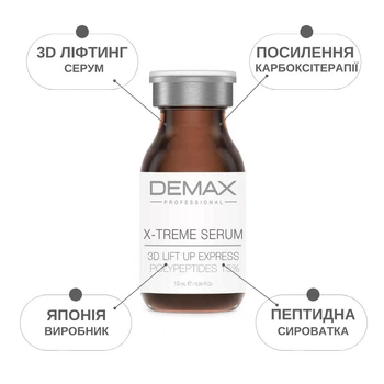 Сироватка для обличчя екстрим ЗD-Ліфтинг Серум Demax X-Treme Serum 10 ml посилення Карбоксітерапії
