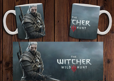 Чашка белая керамическая с принтом "Відьмак" Witcher 21 ABC