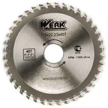 Пильный диск по дереву 115X22.23, 40 зуб. Werk WE109102, арт.дск023