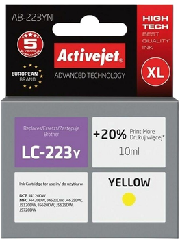Tusz Activejet do Brother LC223Y Supreme 10 ml Yellow (AB-223YN)