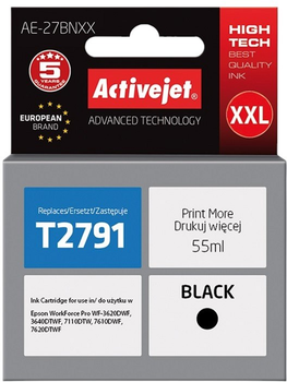 Картридж Activejet для Epson 27XXL T2791 Supreme 55 мл Black (AE-27BNXX)