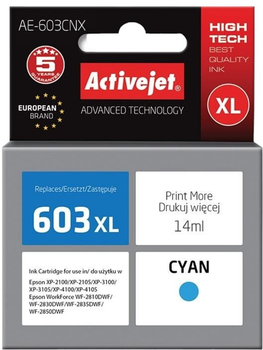 Картридж Activejet для Epson 603XL T03A24 Supreme 14 мл Cyan (AE-603CNX)