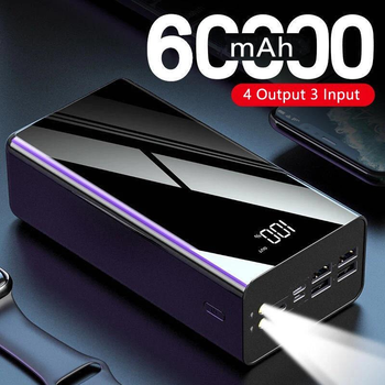 Power Bank 60000 mAh повербанк з екраном та ліхтариком 115 Black (15341)