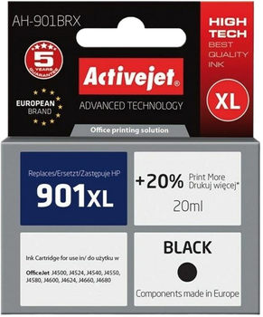 Картридж Activejet для HP 901XL CC654AE Premium 20 мл Black (AH-901BRX)