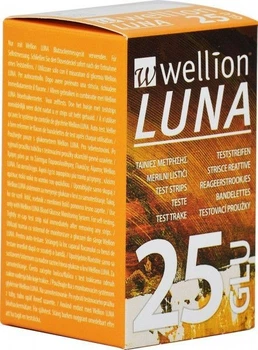 Тест-полоски для измерения уровня глюкозы в крови Wellion LUNA, 25 штук