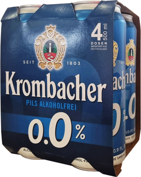 Упаковка пива Krombacher Pils світле фільтроване 0% 0.5 л Мультипак x 4 шт (4008287929836)