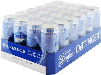 Упаковка пива Oettinger Bavarian Helles світле фільтроване 4.7% 0.5 л х 24 шт (4014086020346)