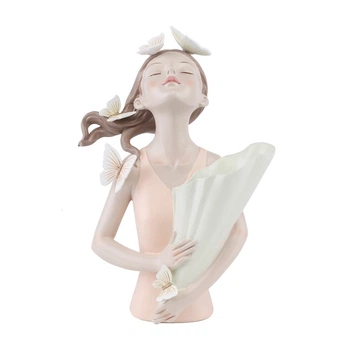 Ваза «Девочка с бабочками Rosemary» в розовом 31 см. (2013-004)