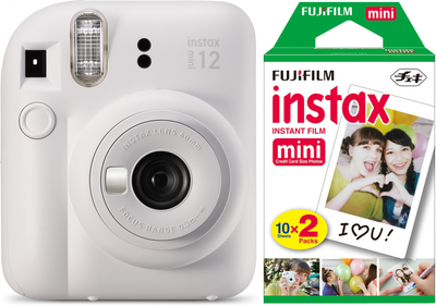Комплект Камера моментальной печати Fujifilm Instax Mini 12 Clay White Глиняно-белая (16806121) + Фотопленка Fujifilm Instax Mini Glossy 2 х картриджа (16567828)