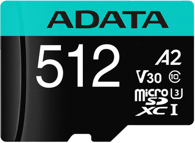 Карта памяти ADATA MicroSDXC 512 GB + Adapter (AUSDX512GUI3V30SA2-RA1)