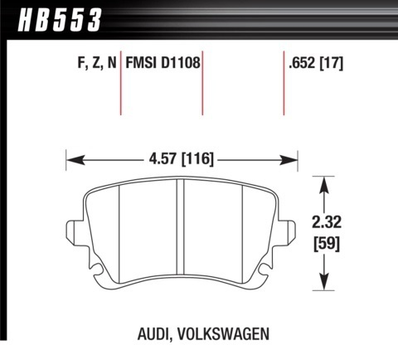 Тормозные колодки HAWK HPS Audi A/S6, A/S8, задние HB553F.652