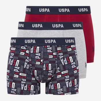 Набор трусов-боксеров мужских US Polo Assn 80509 XXL 3 шт Серый меланж/Бордовый/Принтованный (8680557421460)