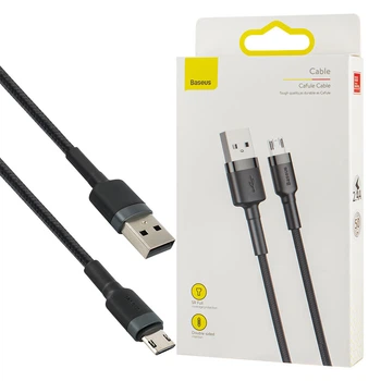 Кабель Baseus Cafule Cable USB For Micro 2.4A 0.5m Gray+Black (CAMKLF-AG1) (2239635)