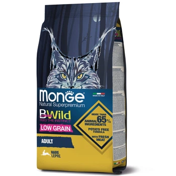 Сухий корм для котів MONGE CAT BWILD LOW GRAIN м’ясо зайця 1.5 кг