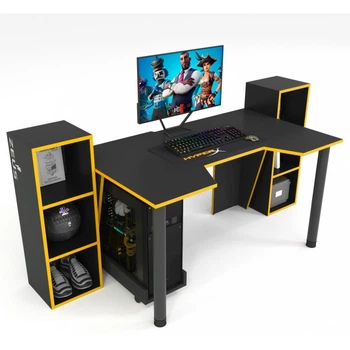 Геймерский стол ZEUS-Game™ GAMER-5, чёрный-оранжевый