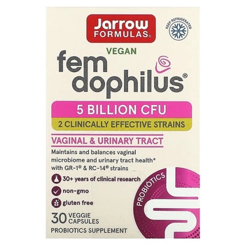 Пробиотики для женщин Jarrow Formulas "Vegan Fem Dophilus" 5 млрд КОЕ (30 вегетарианских капсул)