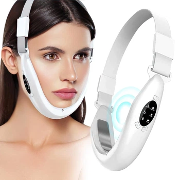 Микротоковый импульсный массажер для подбородка V Face Beauty Meter для подтяжки второго подбородка 5 режимов 8 уровней интенсивности Белый