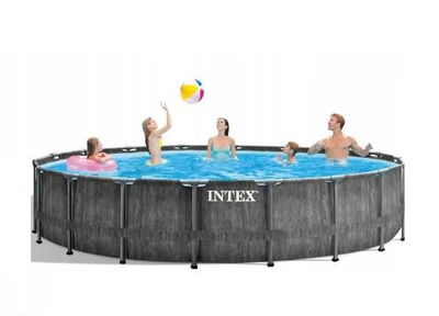 Круглый семейный каркасный бассейн Intex 26744 549х122 см из ПВХ для дачи серый (21-9-26744-0)