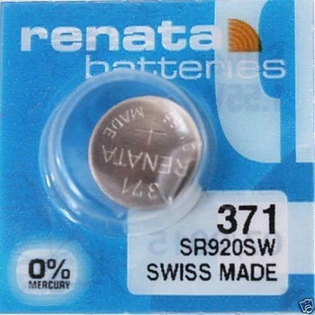 Батарейка годинникова срібно-цинкова Renata 371 SR920SW, 1.55V, блістер 10шт розривний, ціна за штуку!