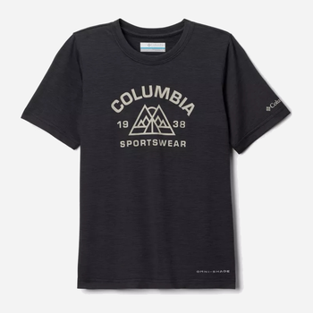 Koszulka młodzieżowa chłopięca Columbia Mount Echo Short Sleeve Graphic Shirt 1989651009 141-149 cm (M) Czarna (195980077262)