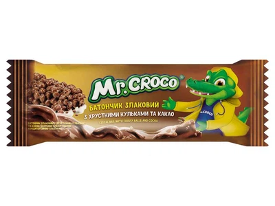 Батончик Золоте Зерно 20г з какао частково глазур ТМ Mr. Croco,